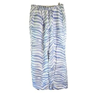 iLinen Straight Leg Linen Pant Blue Zebra Women's Size XL 100% Linen NWT